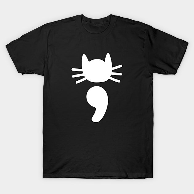 Semicolon cat, Suicide Prevention Awareness T-Shirt by halazidan